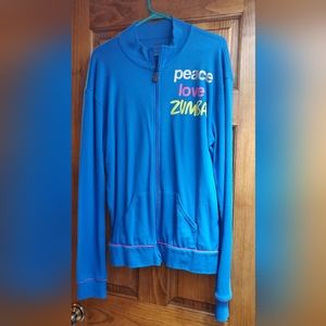 VINTAGE Blue Bling Zumba Jacket Peace Love Zumba Size XXL